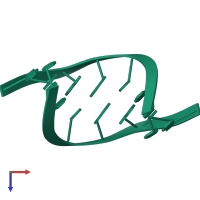 DNA (5'-D(*CP*CP*CP*CP*GP*GP*GP*G)-3') in PDB entry 187d, assembly 1, top view.