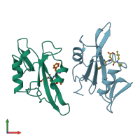 PDB entry 1a07 coloured by chain, front view.