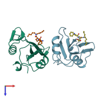 PDB entry 1a07 coloured by chain, top view.