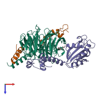 PDB entry 1a0r coloured by chain, top view.