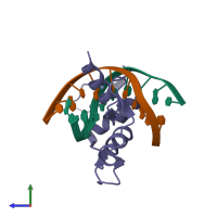PDB entry 1a1j coloured by chain, side view.