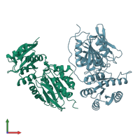 PDB entry 1a2o coloured by chain, front view.