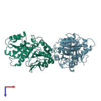 PDB entry 1a2o coloured by chain, top view.