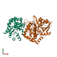 PDB entry 1a5b coloured by chain, front view.
