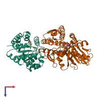 PDB entry 1a5b coloured by chain, top view.