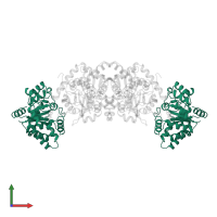 Tryptophan synthase alpha chain in PDB entry 1a5b, assembly 1, front view.