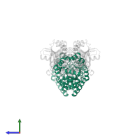 Tryptophan synthase alpha chain in PDB entry 1a5b, assembly 1, side view.