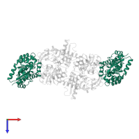 Tryptophan synthase alpha chain in PDB entry 1a5b, assembly 1, top view.