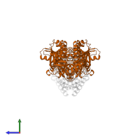 Tryptophan synthase beta chain in PDB entry 1a5b, assembly 1, side view.