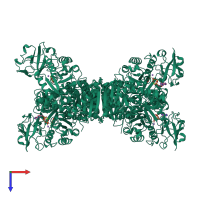 Homo tetrameric assembly 1 of PDB entry 1a5u coloured by chemically distinct molecules, top view.