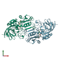 PDB entry 1a71 coloured by chain, front view.