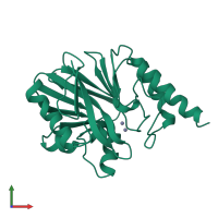 Monomeric assembly 2 of PDB entry 1a8t coloured by chemically distinct molecules, front view.