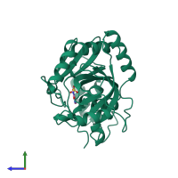 PDB entry 1a9r coloured by chain, side view.