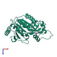 PDB entry 1a9r coloured by chain, top view.