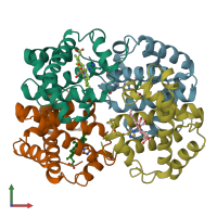 PDB entry 1a9w coloured by chain, front view.