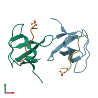 PDB entry 1abo coloured by chain, front view.