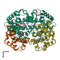 PDB entry 1abw coloured by chain, top view.