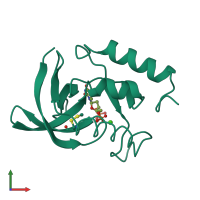 PDB entry 1aex coloured by chain, front view.