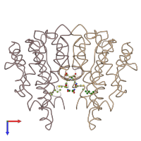 PDB entry 1ags coloured by chain, top view.