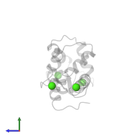 CALCIUM ION in PDB entry 1ahr, assembly 1, side view.