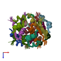 PDB entry 1ai0 coloured by chain, ensemble of 10 models, top view.