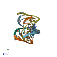 PDB entry 1aio coloured by chain, side view.