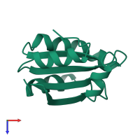 PDB entry 1aiu coloured by chain, top view.