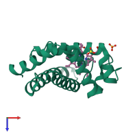 PDB entry 1ajh coloured by chain, top view.