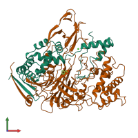 PDB entry 1ajp coloured by chain, front view.