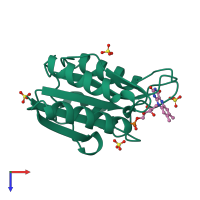 PDB entry 1akv coloured by chain, top view.