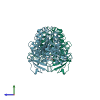PDB entry 1ali coloured by chain, side view.