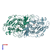 PDB entry 1ali coloured by chain, top view.