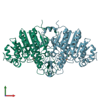 PDB entry 1alk coloured by chain, front view.