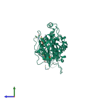 Homo dimeric assembly 1 of PDB entry 1an0 coloured by chemically distinct molecules, side view.
