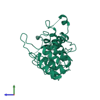 PDB entry 1aoa coloured by chain, side view.