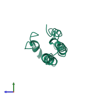 Soluble cytochrome b562 in PDB entry 1apc, assembly 1, side view.