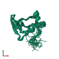 PDB entry 1apj coloured by chain, ensemble of 21 models, front view.