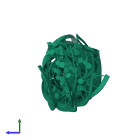 PDB entry 1aqo coloured by chain, ensemble of 15 models, side view.