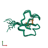 PDB entry 1aqs coloured by chain, ensemble of 10 models, front view.