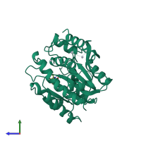 PDB entry 1arm coloured by chain, side view.