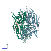 PDB entry 1ati coloured by chain, side view.