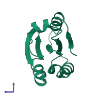 PDB entry 1auc coloured by chain, side view.