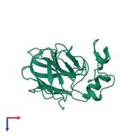 Monomeric assembly 1 of PDB entry 1aun coloured by chemically distinct molecules, top view.