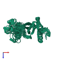 PDB entry 1awe coloured by chain, ensemble of 20 models, top view.