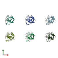 PDB entry 1awt coloured by chain, front view.