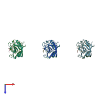 PDB entry 1awt coloured by chain, top view.