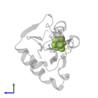 IRON/SULFUR CLUSTER in PDB entry 1axq, assembly 1, side view.