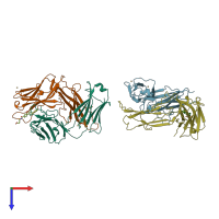 PDB entry 1axs coloured by chain, top view.