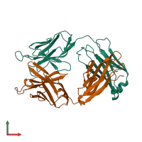 PDB entry 1axt coloured by chain, front view.