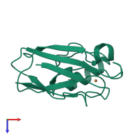 PDB entry 1azu coloured by chain, top view.